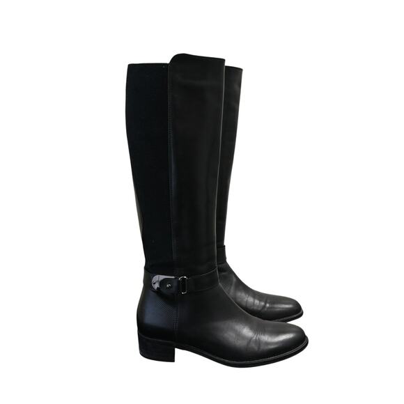 Aquatalia Black Leather Tall Riding Boots Size Black Equestrian